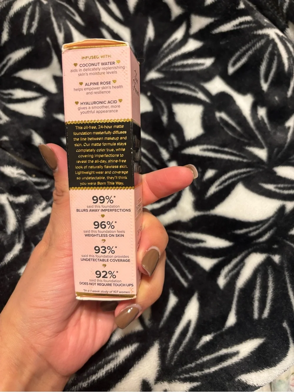 Too Faced Born This Way Matte Foundation in Pink and Gold Box